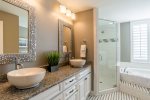 Remodeled Master Bath with Walk-in Shower, Dual Vanities